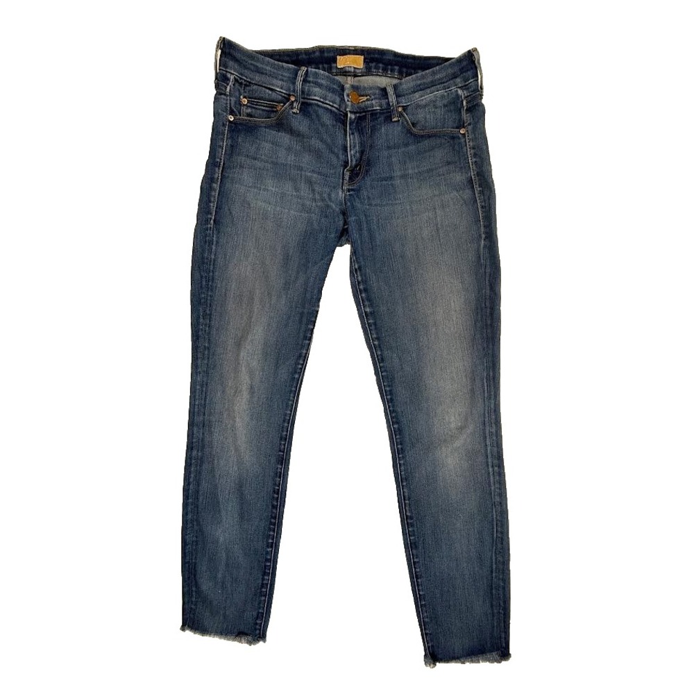 Mother Looker Ankle Fray Skinny Jeans Devil in a Blue Suit Denim Size 28